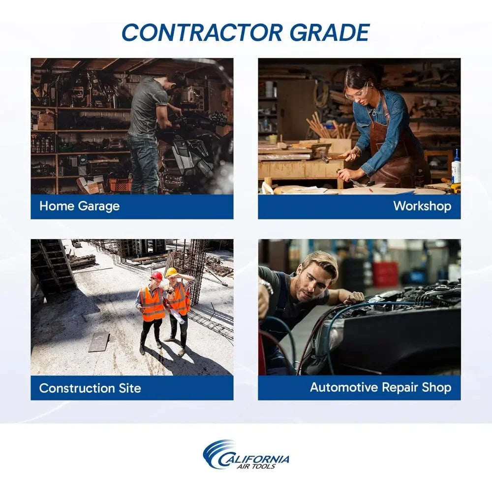 1.0 HP Ultra Quiet Oil Free Air Compressor 2 Gallon Aluminum Tank 60 dBA Noise Level Silver