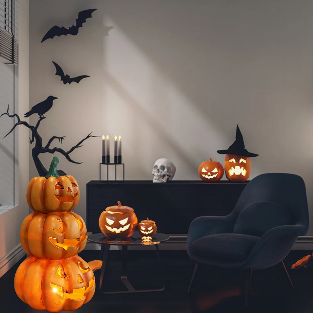 Halloween Light Up Stacked Pumpkins Indoor Outdoor Party Decorations
