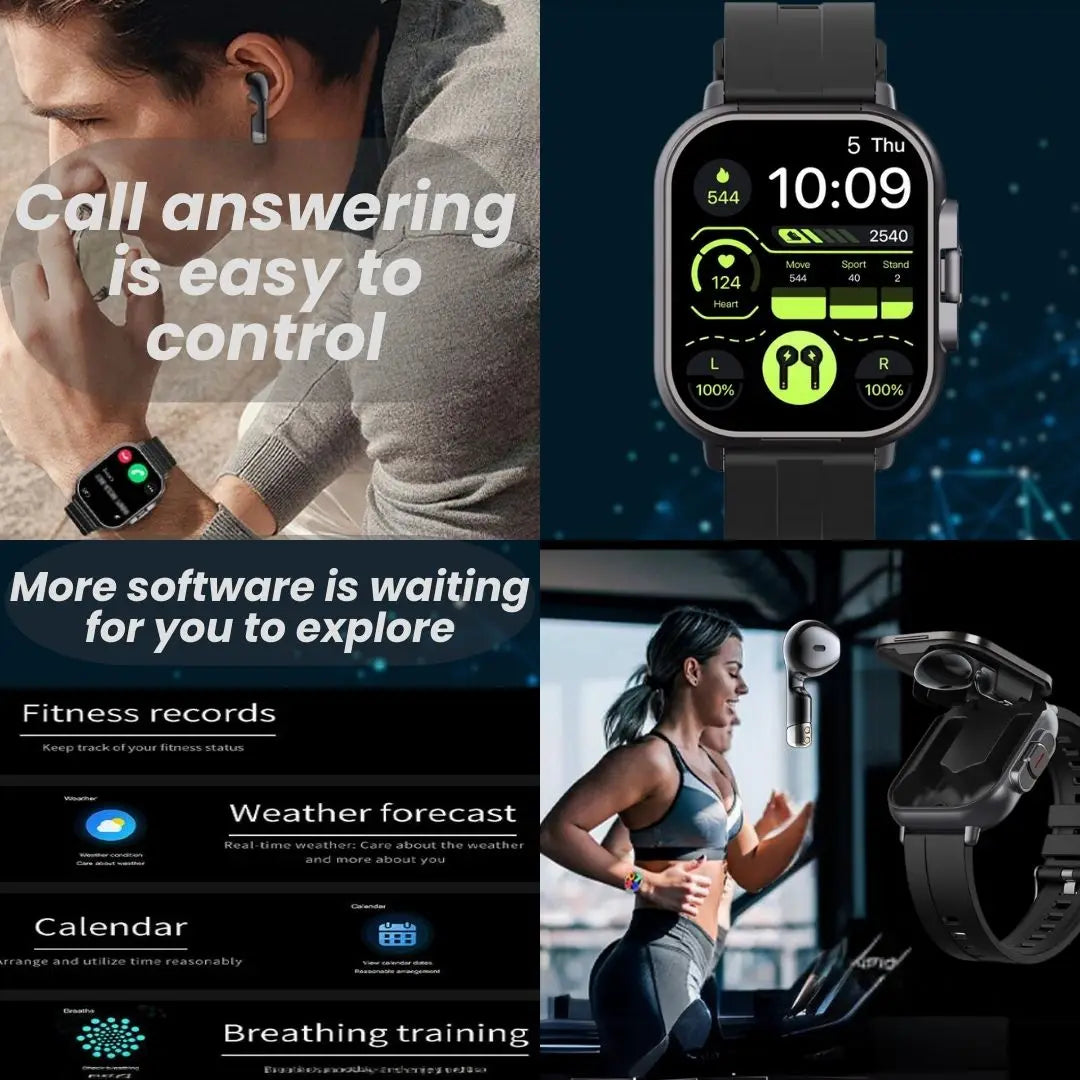D8 2 In 1 Smartwatch With Headphone 2 Inch Bluetooth Call NFC Sleep Monitor Smart Watch Earbuds Compatible With iPhone Android 2025