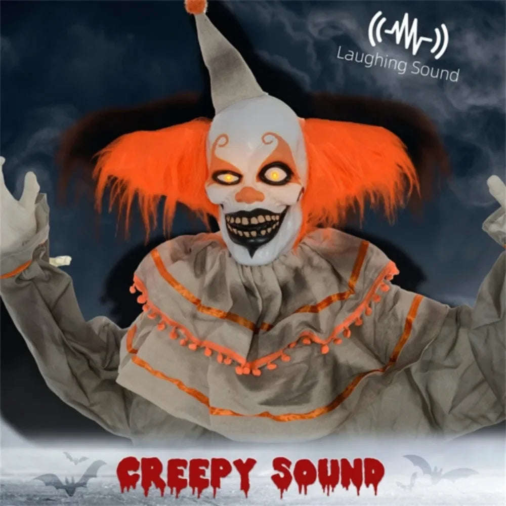 Halloween Decoration Classic Clown with Bendable Arms Orange Hair