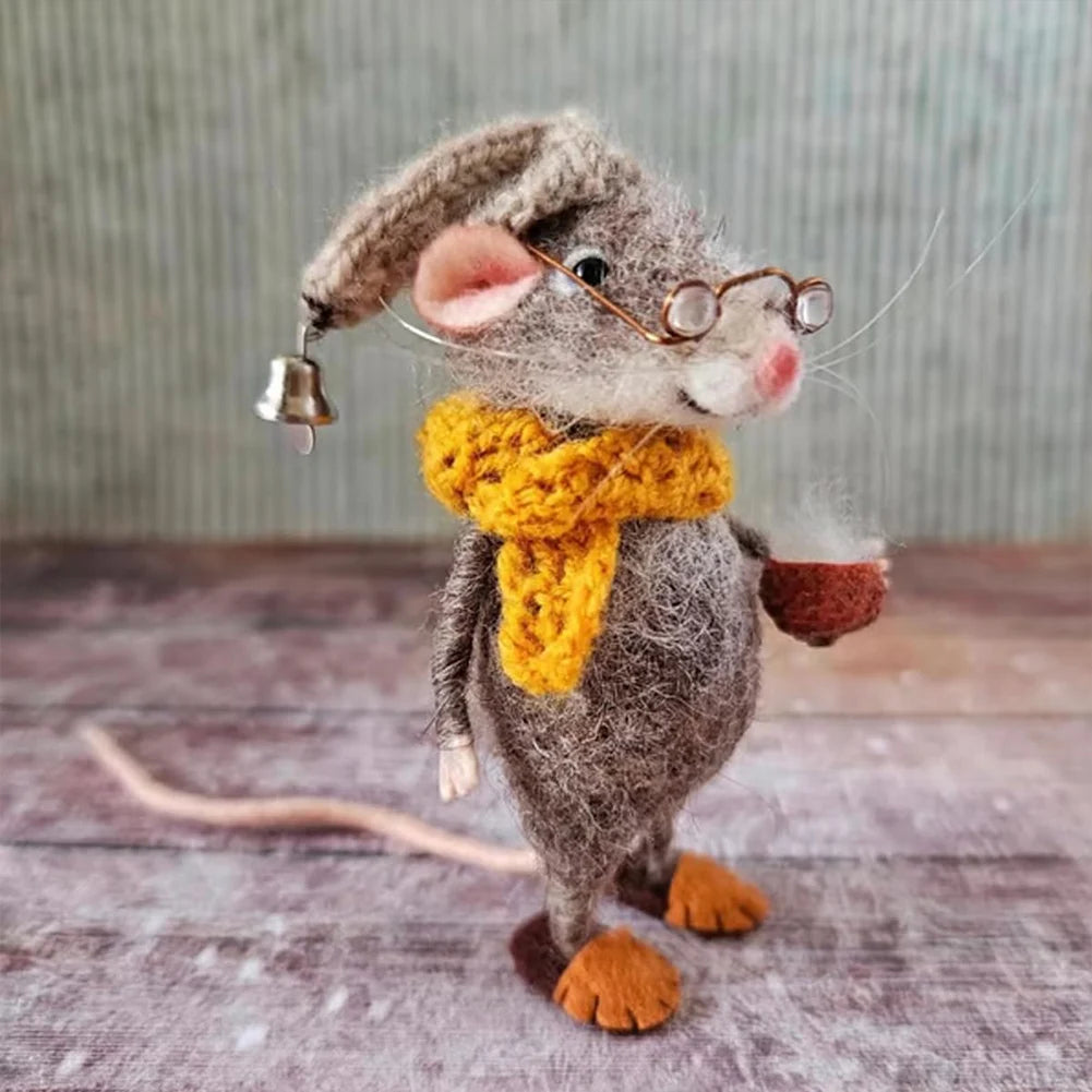 Mouse Doll Christmas Needle Felted Mouse DIY Handmade Wool Felted Needle Felting Mice Wool Felt Mouse Christmas Ornaments