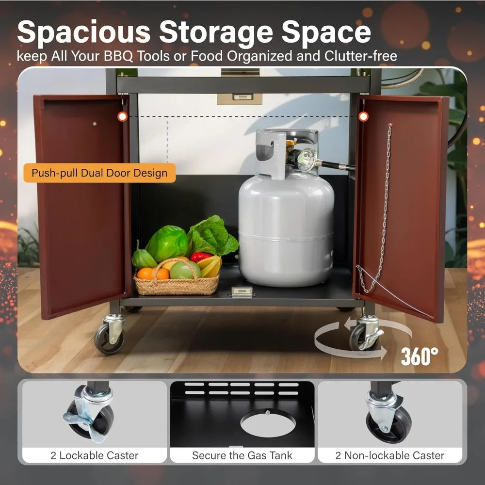 Sophia and William 4 Burner Propane Gas Grill Stainless Steel BBQ Grill with Side Burner and Porcelain Enameled Cast Iron Grates 42