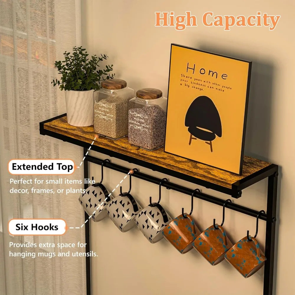 Kitchen Buffets Sideboards 23.6 Inch Length With 6 Tiers Zoned Storage Design Coffee Bar Station Microwave Stand Kitchen Rack Ba