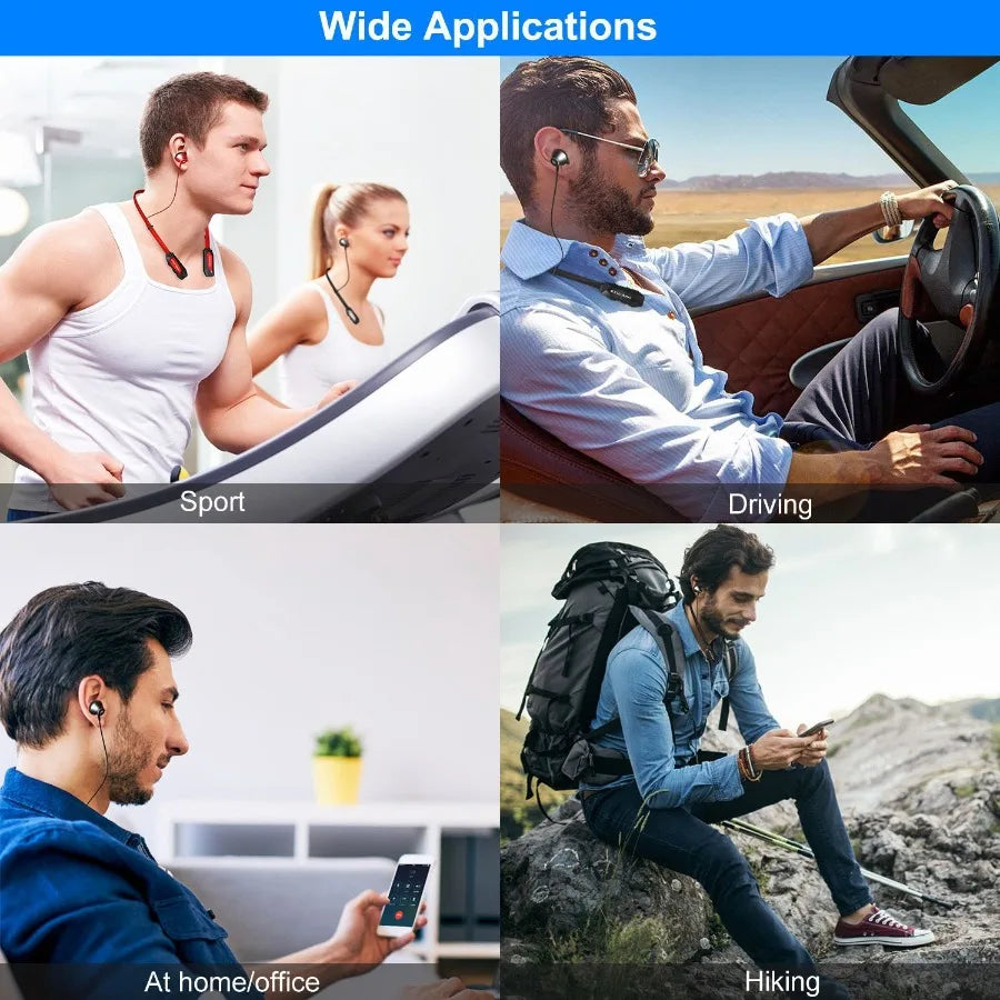 Wireless Neckband Headphones V4.2 Sweatproof Sport Earbuds In-Ear Magnetic Neckbands Stereo Earphones