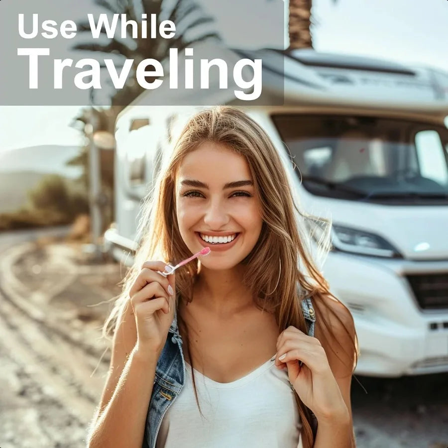 20Pack Mini Disposable Toothbrushes Set 5in1 Portable PrePasted Travel Toothbrush with Toothpaste + Tongue Scraper + Floss + Pi