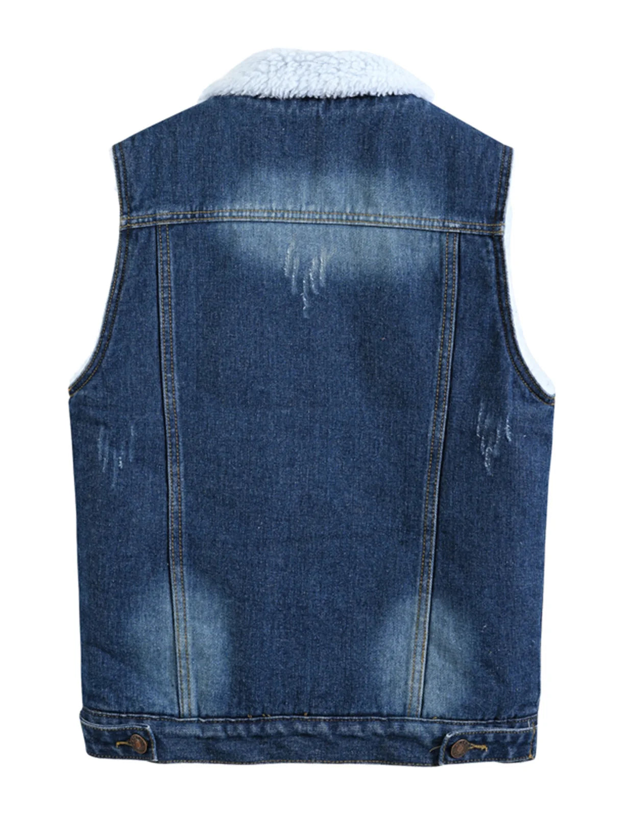 Women`s Sherpa Lined Fleece Warm Winter Denim Jean Sleeveless Jacket Waistcoat Button OuterwearTrendy Soft Vest
