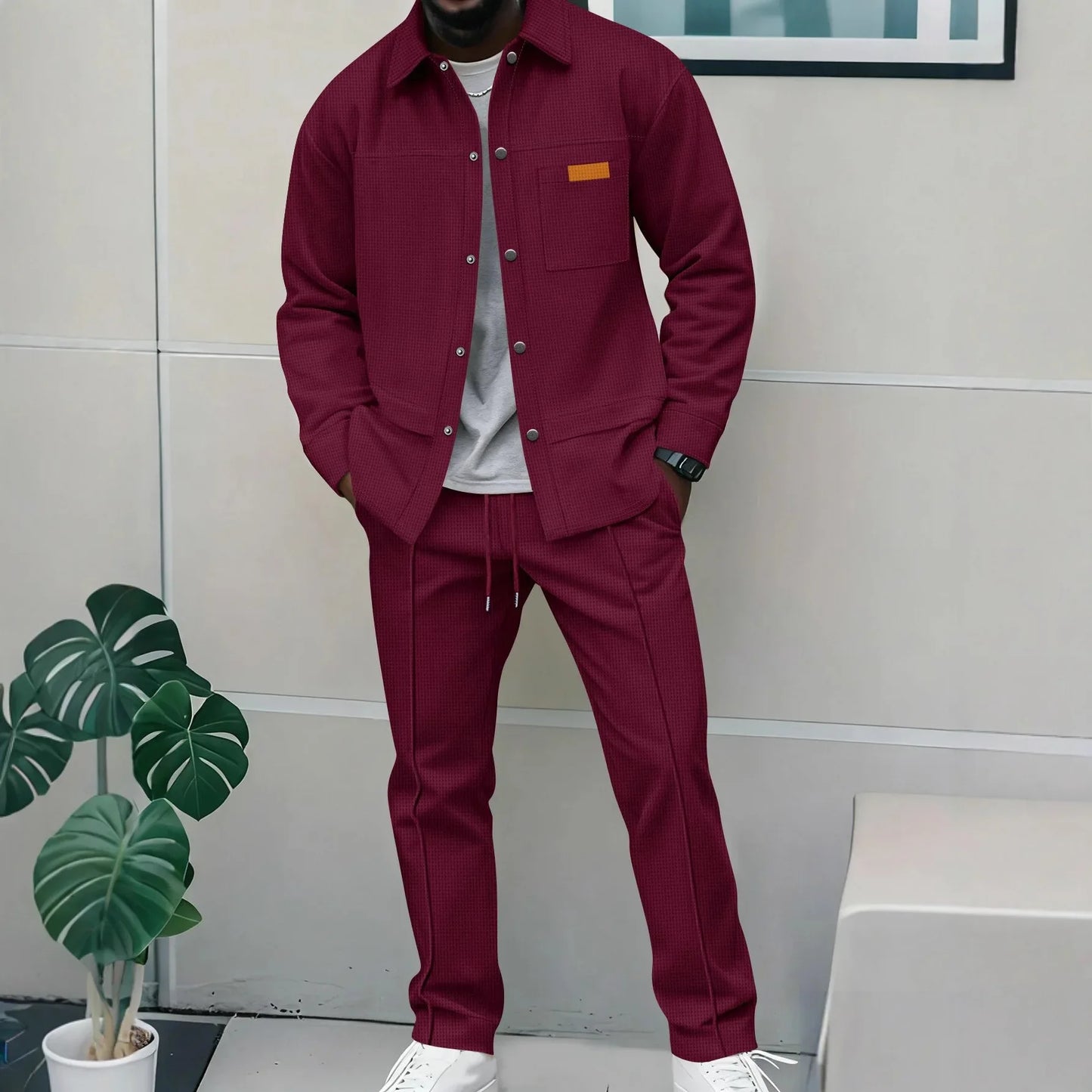 Luxury Men's Casual Flight Jacket Autumn Winter Trendy Two-Piece Set High-End Feelings Cotton Blend Polyester Fiber Long Sleeve