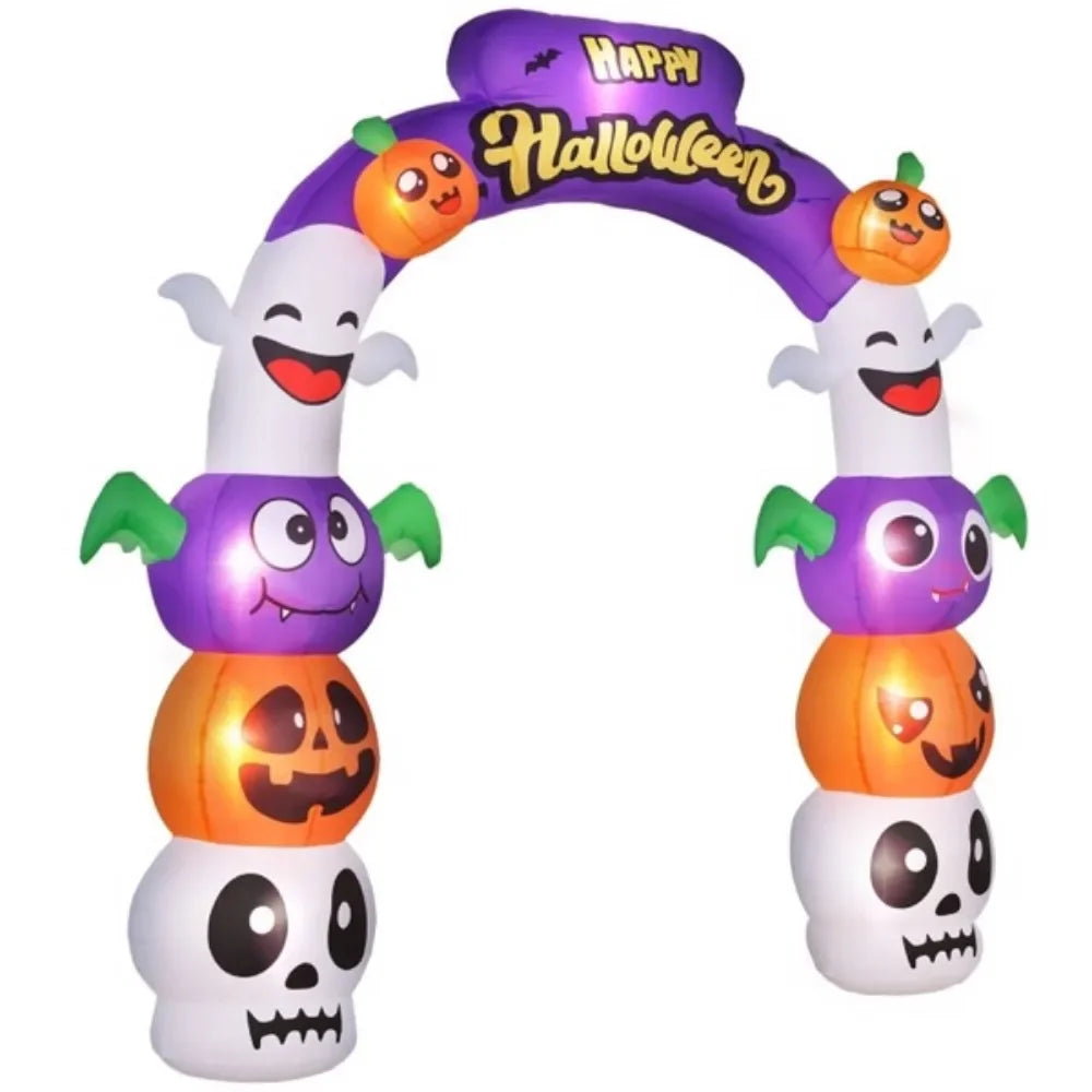 Inflatable Halloween Decoration Archway with Pumpkins and Skulls