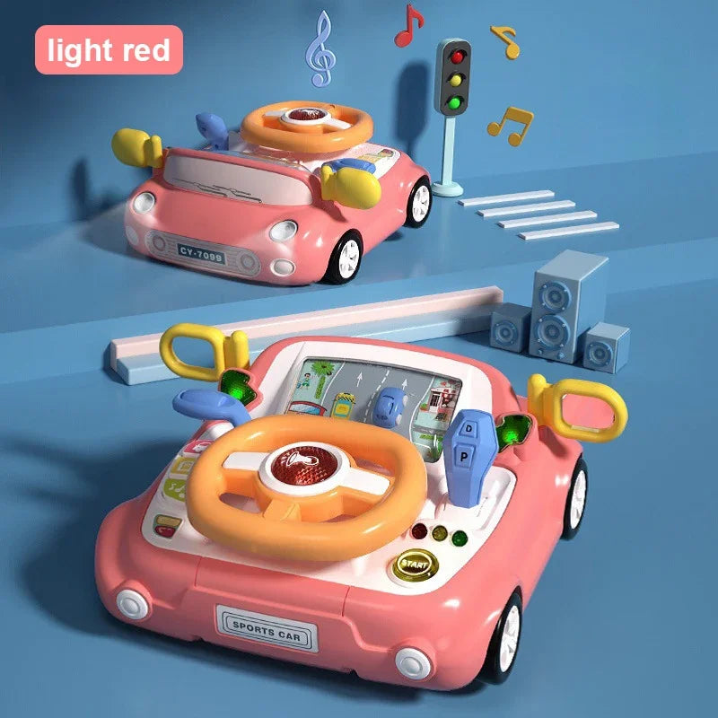 Children's Driving Toys Light Music Steering Wheel Toy Simulation Car Seat Play Educational Interactive Toy for Kids