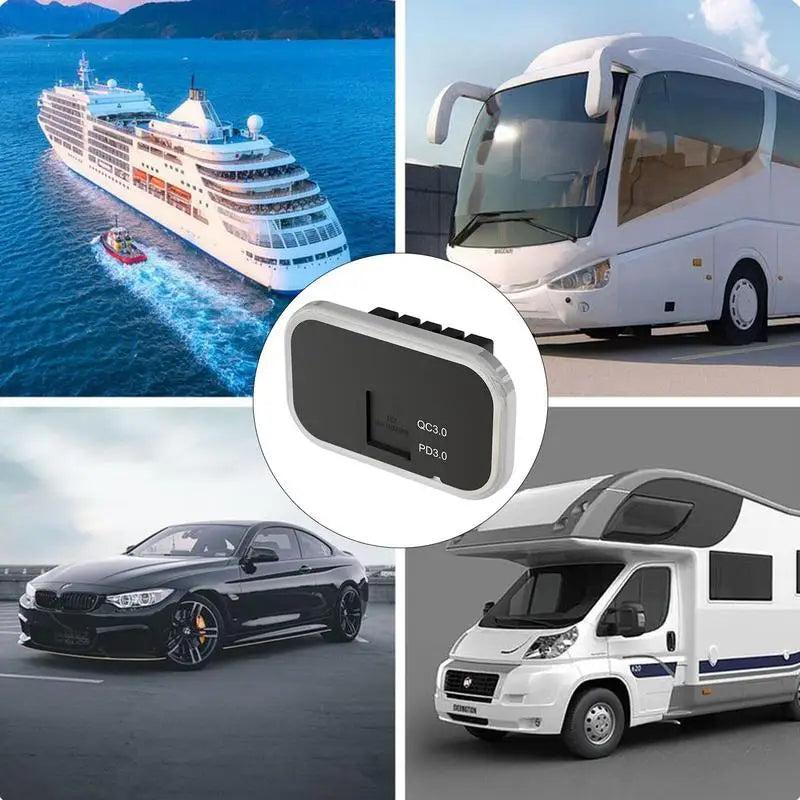 Phone Charger For Car Fast Charging Dual Ports Easy Mount USB QC3.0 Car Interior Accessory 12V