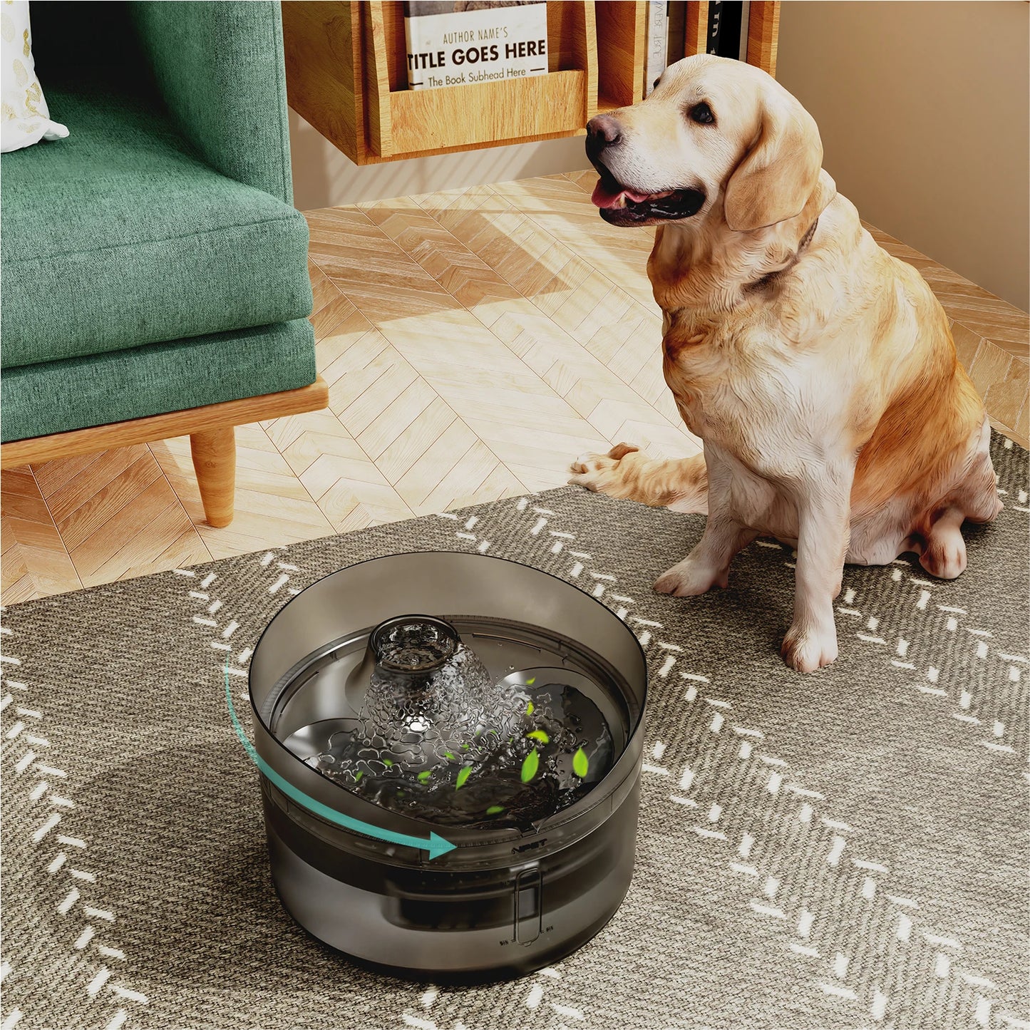 NPET 1.4gal Large Automatic Dog Water Fountain With Splatter Guard 3 Layer Filtration Suitable For Dogs Cats And Multiple Pets