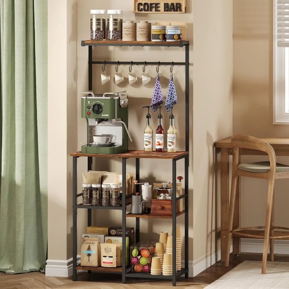 Kitchen Buffets Sideboards 23.6 Inch Length With 6 Tiers Zoned Storage Design Coffee Bar Station Microwave Stand Kitchen Rack Ba