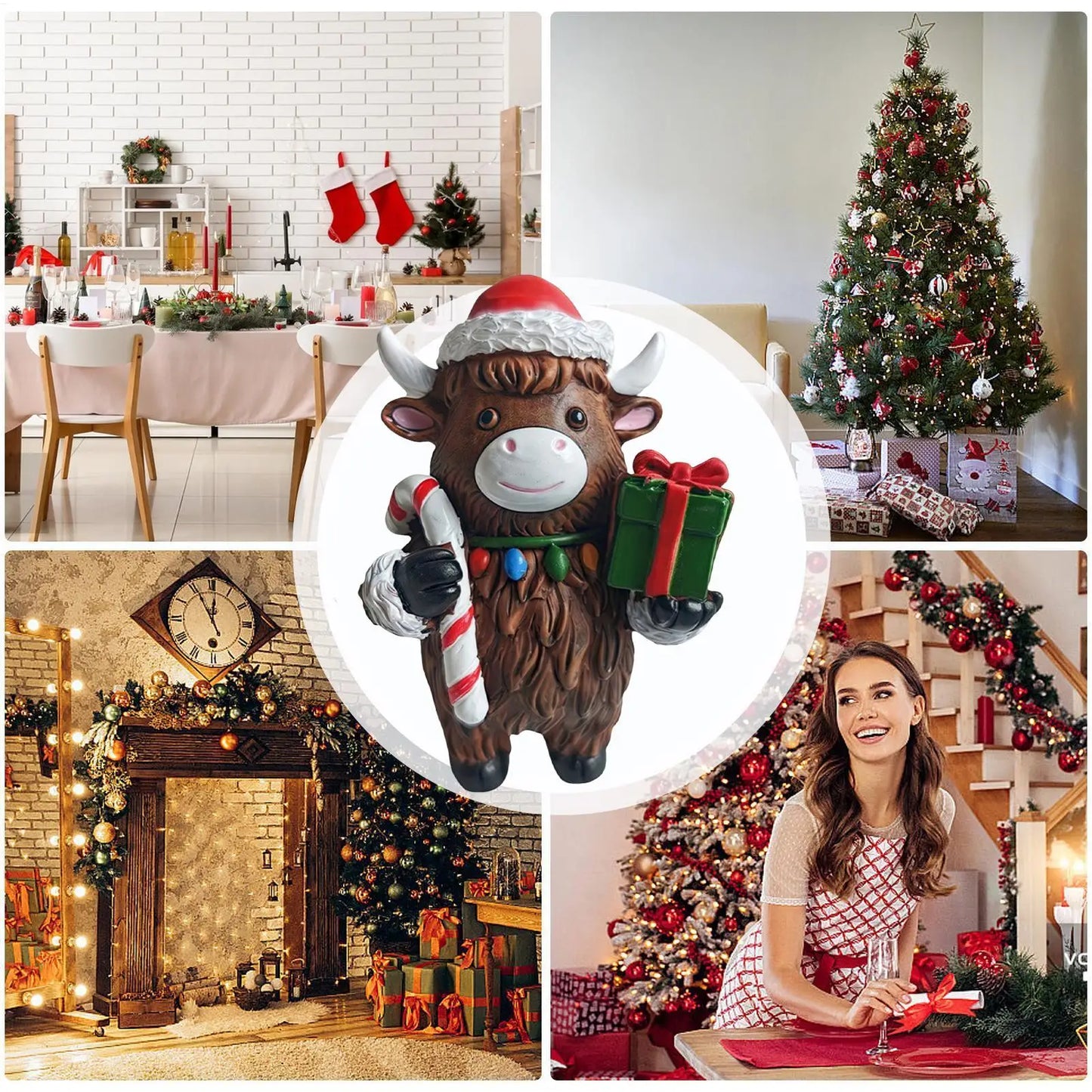 Highland Cow Figurines Highland Cow Figurines Home Decor Christmas Rustic Cute Ornament For Dorm Farmhouse Bathroom Classroom