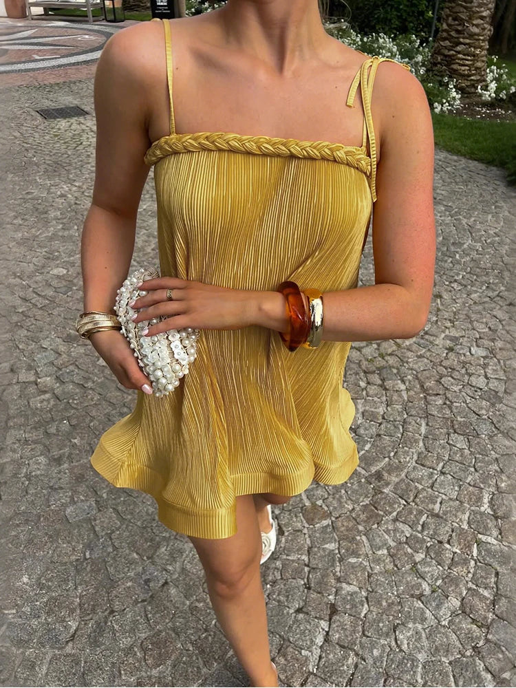 Nibber Stretch Silky Simple Dress Women Plait Strapless Sleeveless Elegant Skinny Banquet Party Summer Clubwear Mini Bodycon