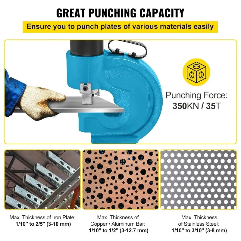 CH-70 Hydraulic Hole Punching Tool 35T Hole Digger Force Puncher Smooth Hole Puncher for Iron Plate Copper Bar Aluminum