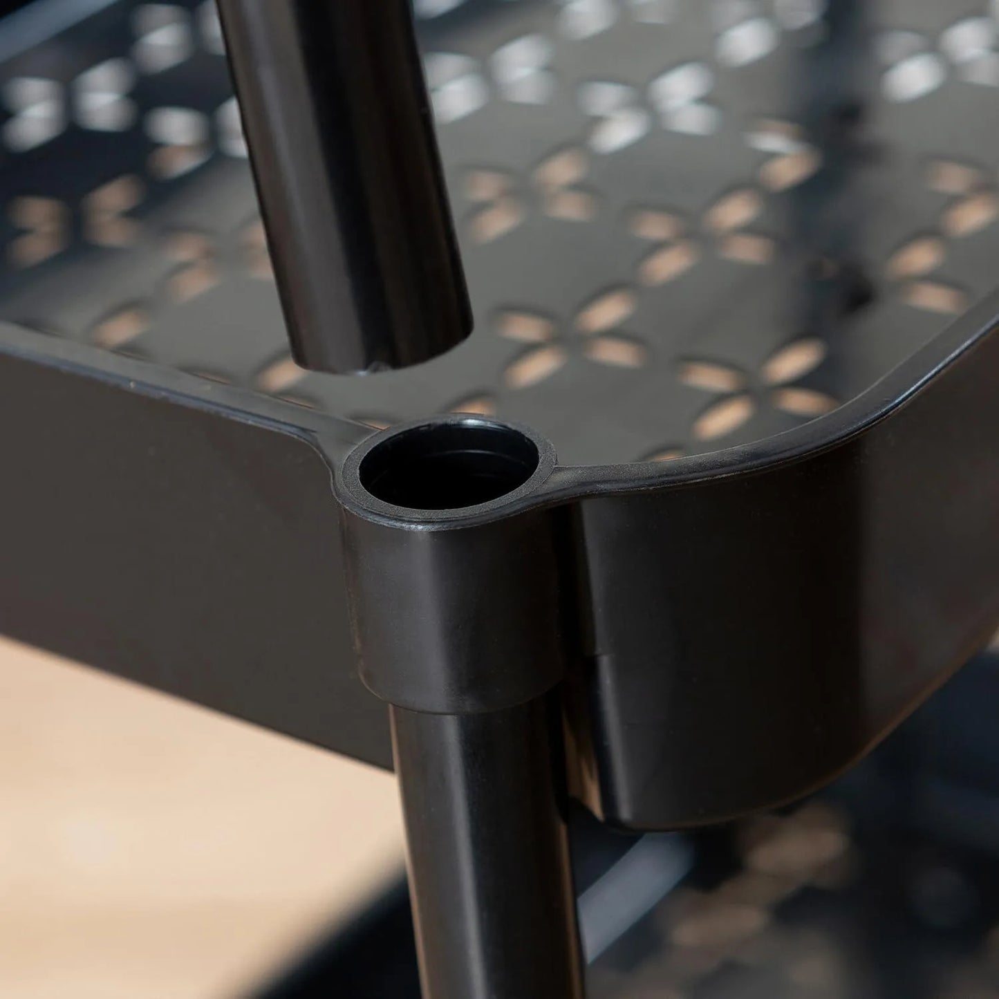 3 Tier Rolling Cart with Wheels and Handle for Office Living Room Laundry Room Kitchen Bathroom Black