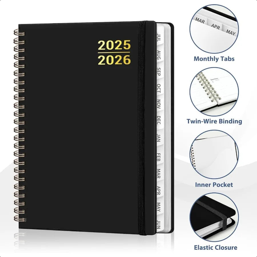 Planner 20252026 for Women Men Weekly and Monthly Calendar Notebook July 2025 June 2026 Hardcover Spiral Bound School Teacher S