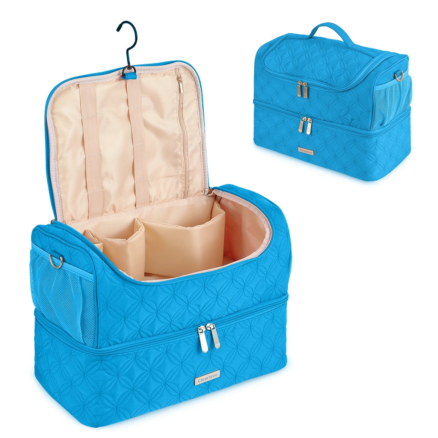 Twill Cotton Double Layer Wind Tube Makeup Bag Water Resistant Travel Storage Bag