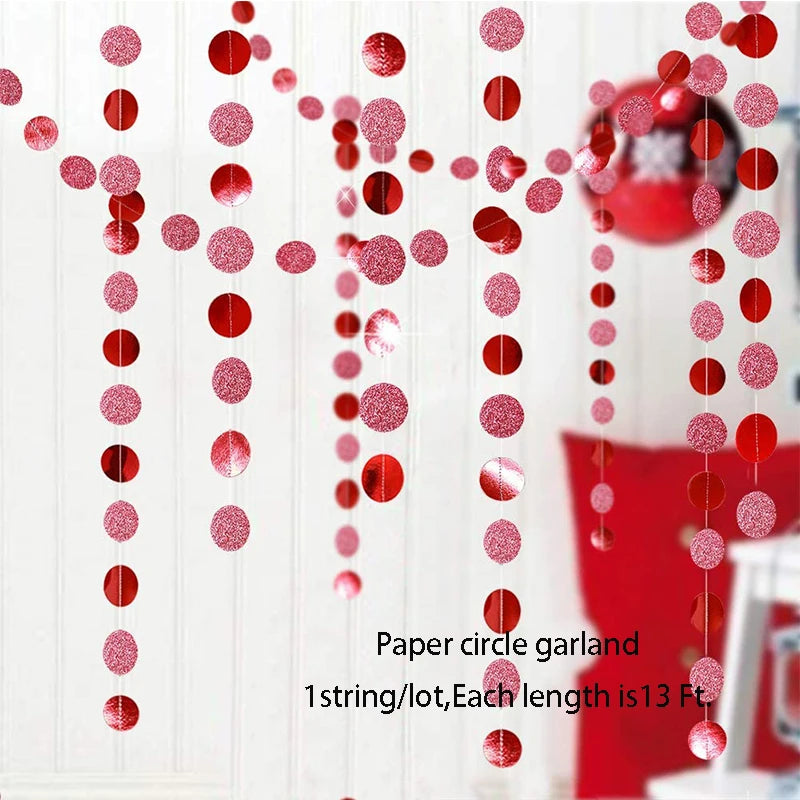 Glitter Red Wedding Decoration Heart Banner Garlands Hanging Streamers for Anniversary Engagement Bridal Shower Birthday Party
