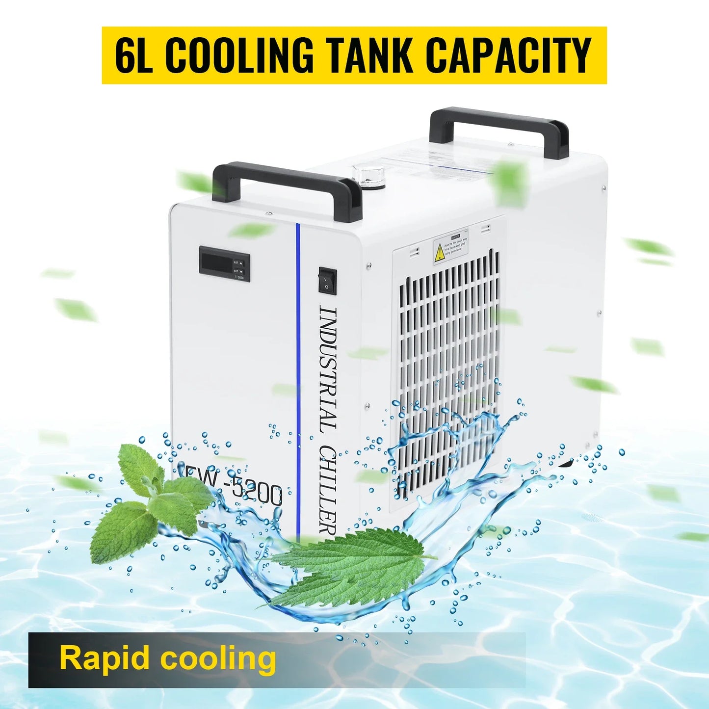 VEVOR Water Chiller CW3000 CW5000 CW5200 Water Chiller Cooling System w/6L Water Tank Capacity for CO2 Glass Laser Tube Cooler