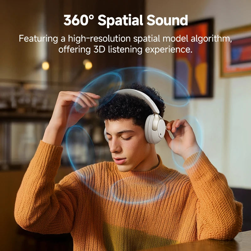 QCY H3 Pro ANC Wireless Headphones 50dB Noise Canceling Hi-Res Spatial Audio Earphones with LDAC Bluetooth 5.4 Over Ear Headset