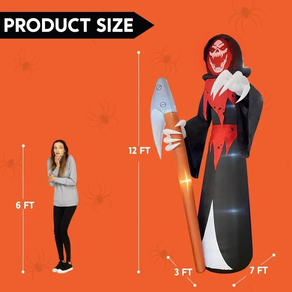 12 Ft Tall Halloween Inflatable Ghost Grim Reaper Outdoor Decoration Yard Decor