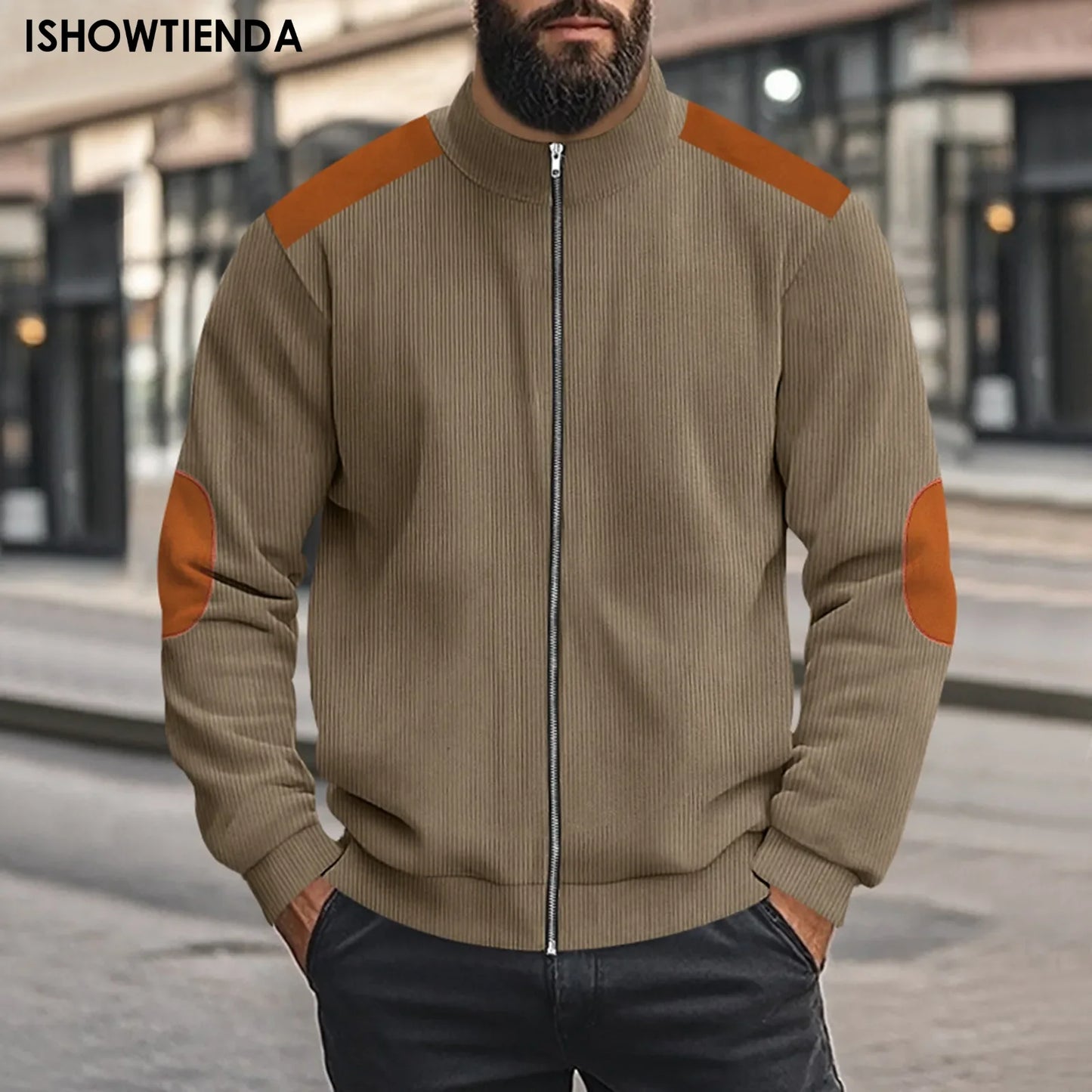 Men Zipper Jackets Standing Collar Sweatshirt Outdoor Streetwear Casual Coat Long Sleeve Coats Men's Clothing Cardigan Coat