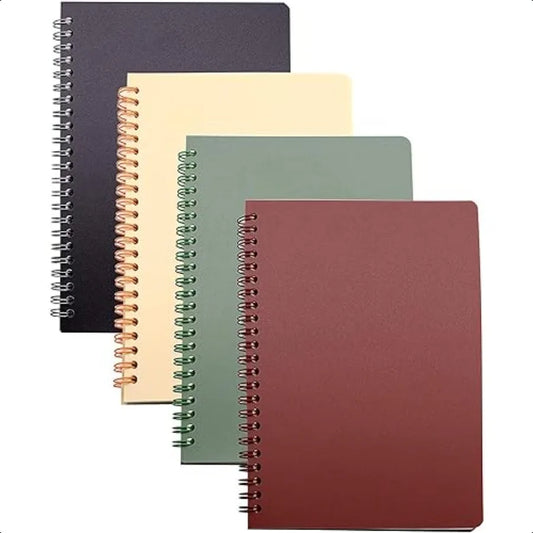Spiral Notebook 4 Pcs 8.3 Inch x 5.9 Inch A5 Thick Plastic Hardcover 8mm Ruled 4 Color 80 Sheets 160 Pages Journals for Study a