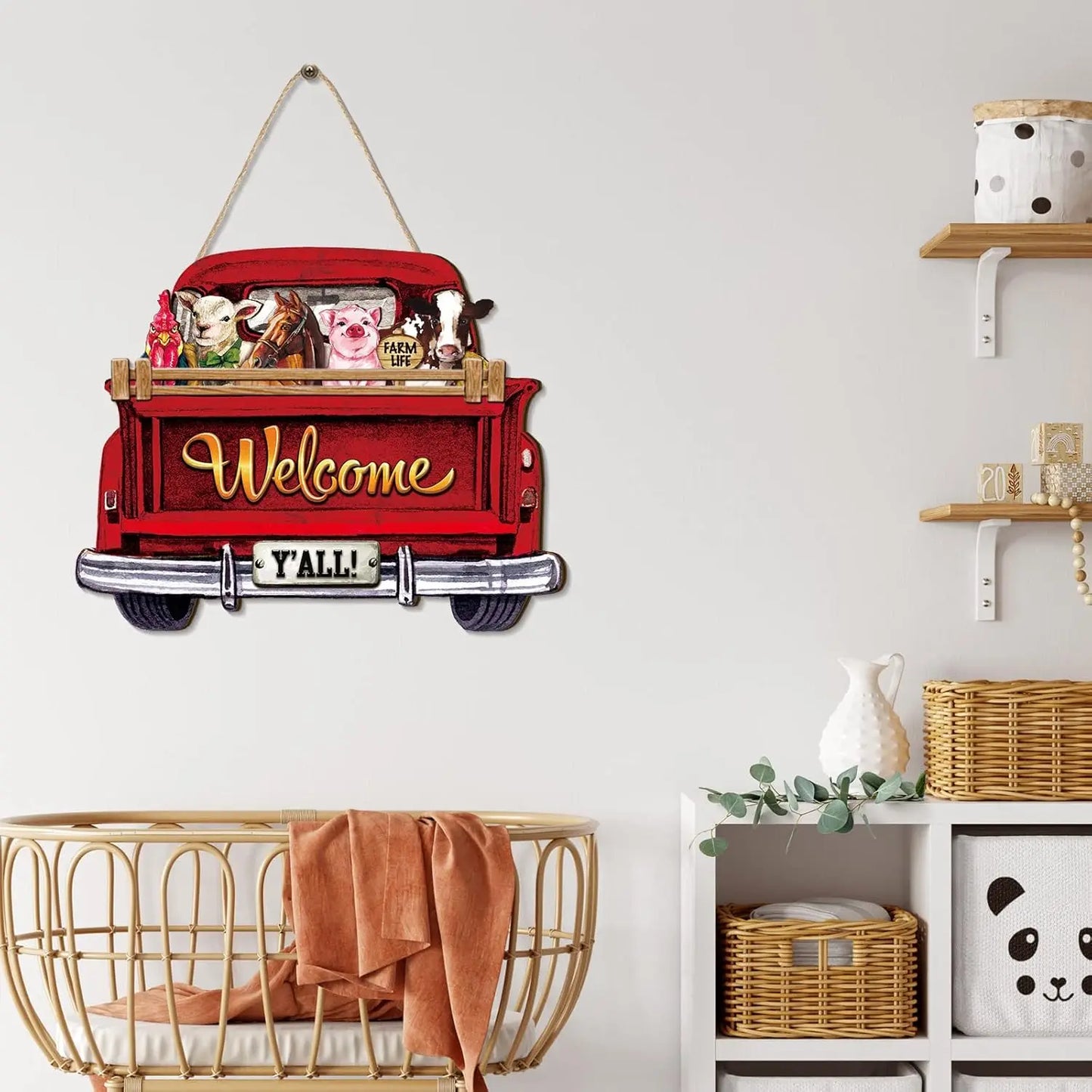 Interchangeable Welcome Sign Truck Decor Hanging Sign with 12 Holiday Icons Farmhouse Seasonal Welcome Signs Rustic Decor Gifts