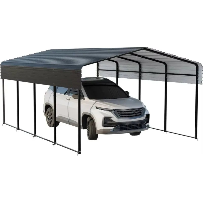 13x20 FT Heavy Duty Metal Carport with Galvanized Steel Roof, Multi-Use Shelter for Cars, Boats, RVs