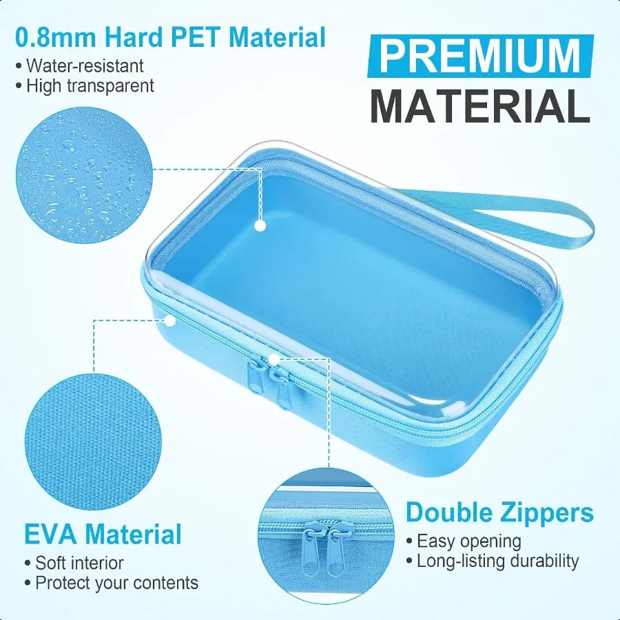 4 Pcs Clear Hard Plastic Zipper Pouches Pencil Case Hard Shell Plastic Case Large Transparent Pencil Box Portable Travel Organi