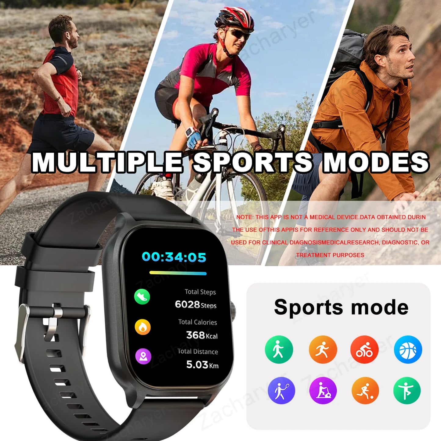 Smart Watch with Wireless Calling and Dial Multi Sport Mode Calling Reminder and Rejection SMS Reminder for iPhone and Android