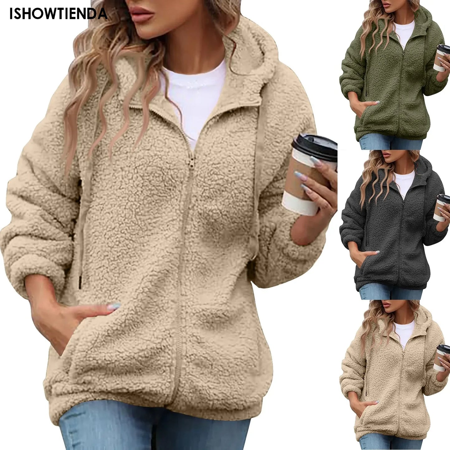 Women's Fleece Coat Winter Warm Thicken Jacket Wear Fleece Coats Fleece Jackets Warm Coat Fashion High Street Female Outerwear