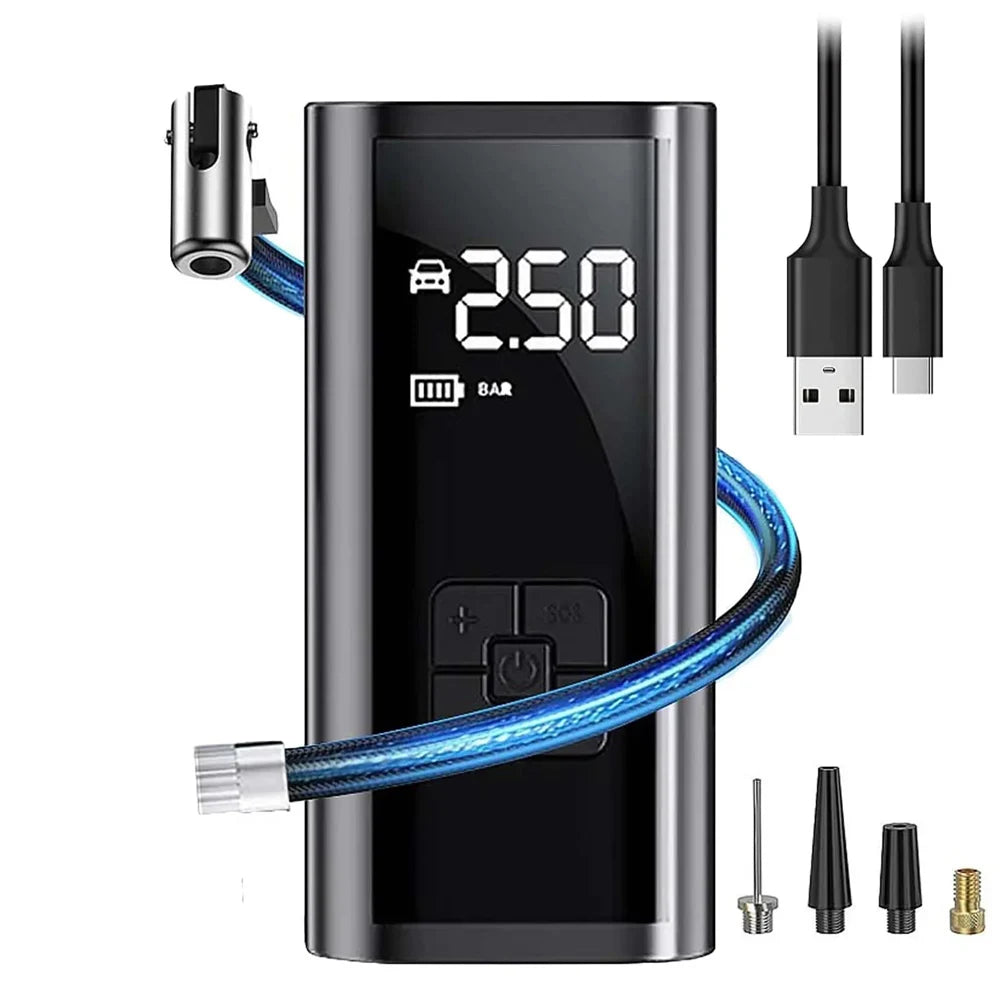 EAFC Portable Tire Inflator Rechargeable Electric Air Compressor for Car Bicycle Football Ball Pump