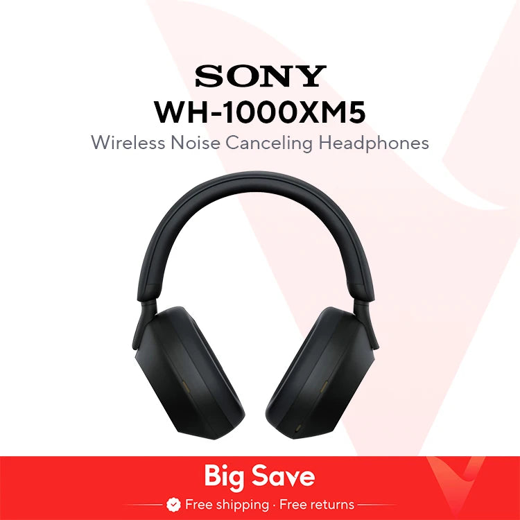 Sony WH-1000XM5 Wireless Headphones Noise Cancelling Foldable Bluetooth Earphones Bass Stereo Sound for Gaming Business and Exercise