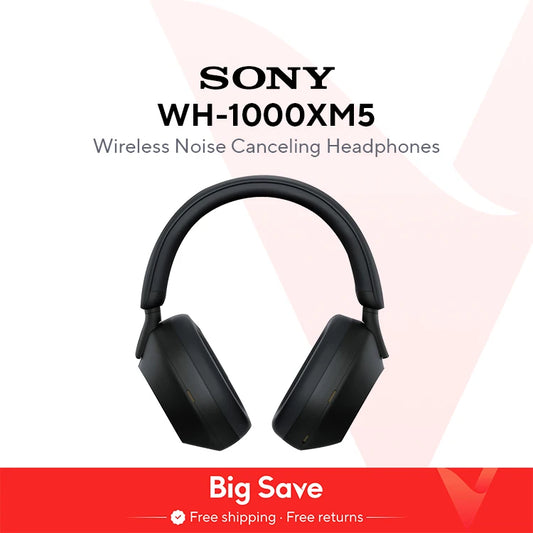 Sony WH-1000XM5 Wireless Headphones Noise Cancelling Foldable Bluetooth Earphones Bass Stereo Sound for Gaming Business and Exercise