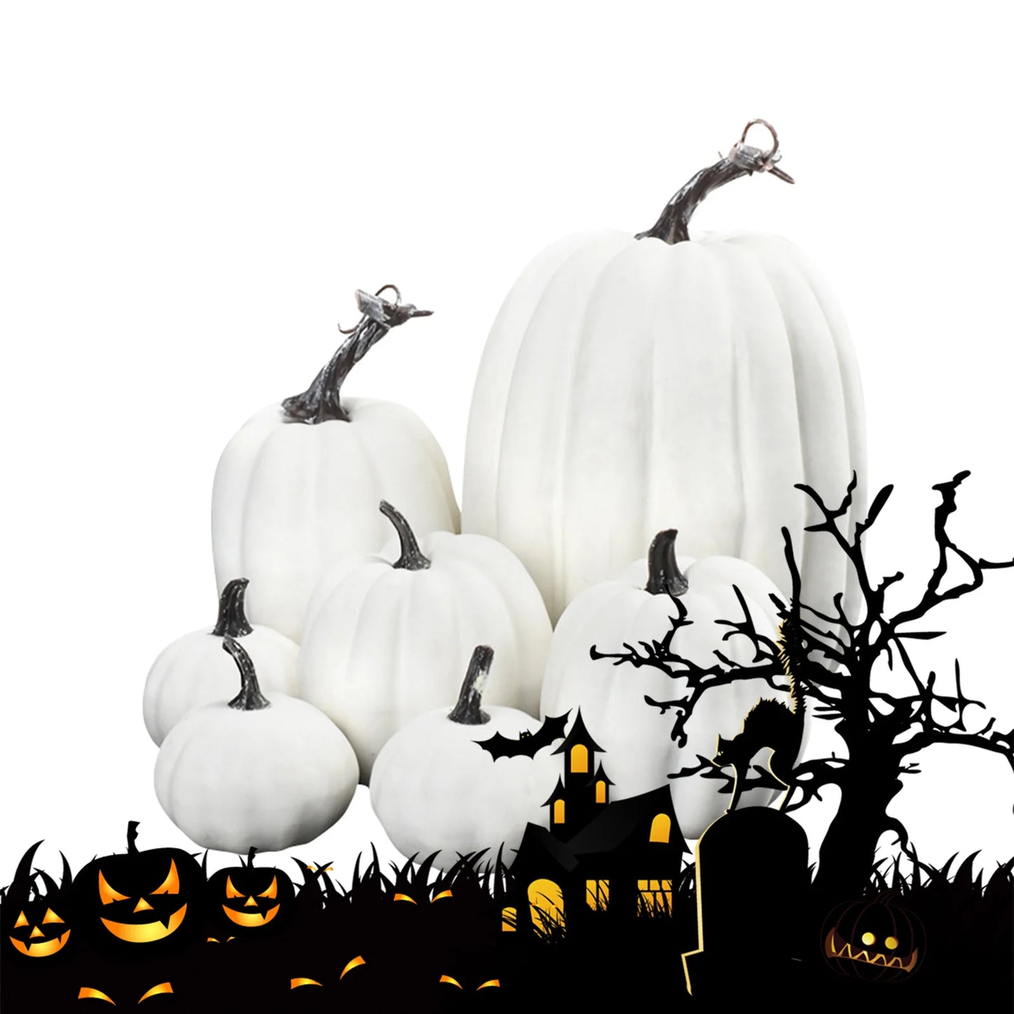 Simulation Pumpkin Ornaments Set Handicraft Pumpkin Shape Decorations for Living Room and Cabinet