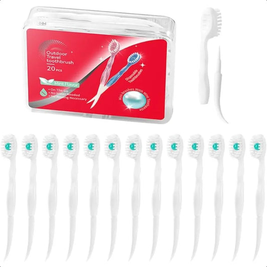 Disposable Mini Toothbrush Travel Toothbrushes with Portable Peppermint Toothpaste 48 Pieces