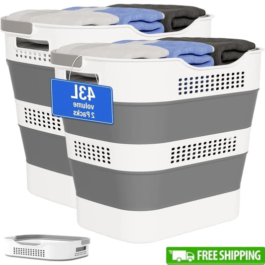 Collapsible Laundry Basket Storage Container Pop Up Hamper Foldable Portable Laundry Bin with Handles for Toys and Clothes Organization