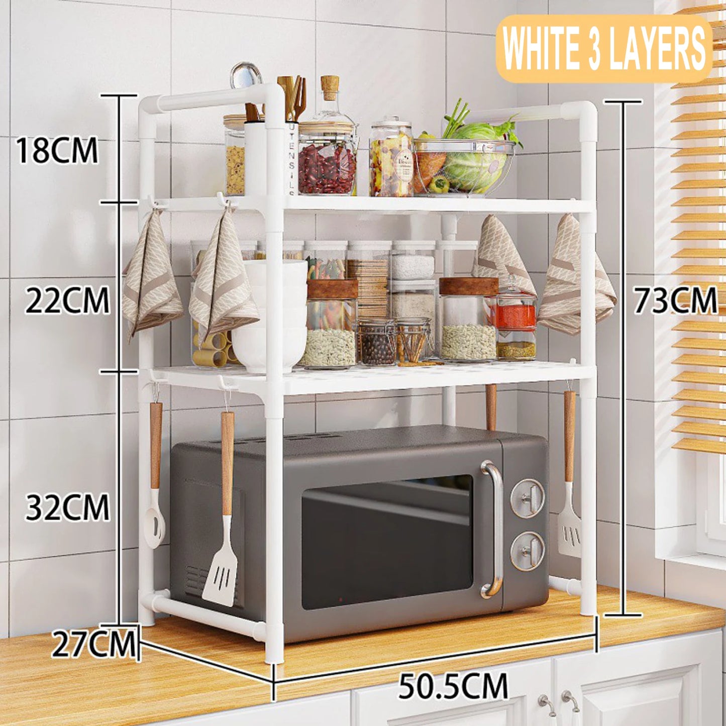 Microwave Shelf Kitchen Storage Rack Multi Layer Condiment Organizer Tidy Countertop Seasoning Oven Shelves