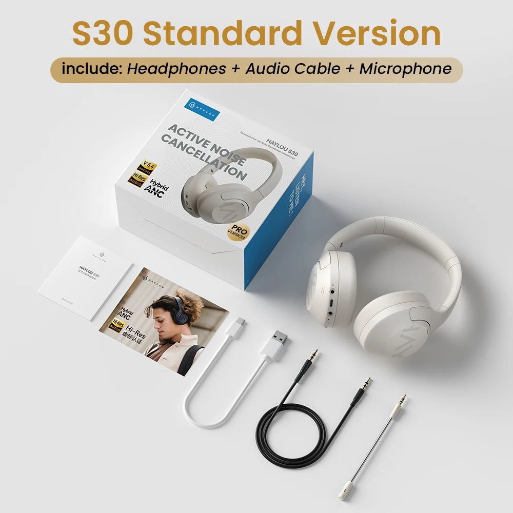 Haylou S30 Wireless Bluetooth 5.4 Headphones with 43dB Adaptive Noise Cancelling and 80H Playtime