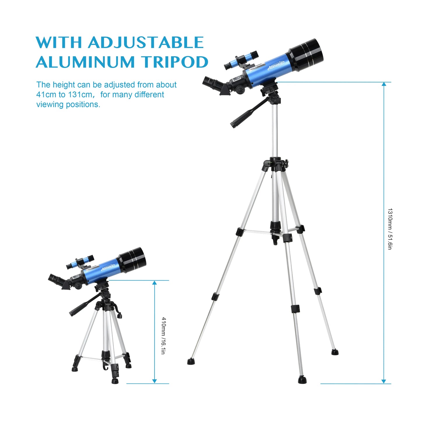Professional Astronomical Telescope 400mm Focal Length 70mm Lens Max 120X with High Tripod Mobile Holder and Travel Bag for Adults and Kids Gift