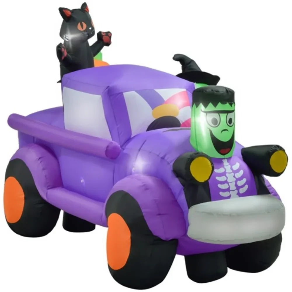 Witch Driving Halloween Inflatable Truck Decoration