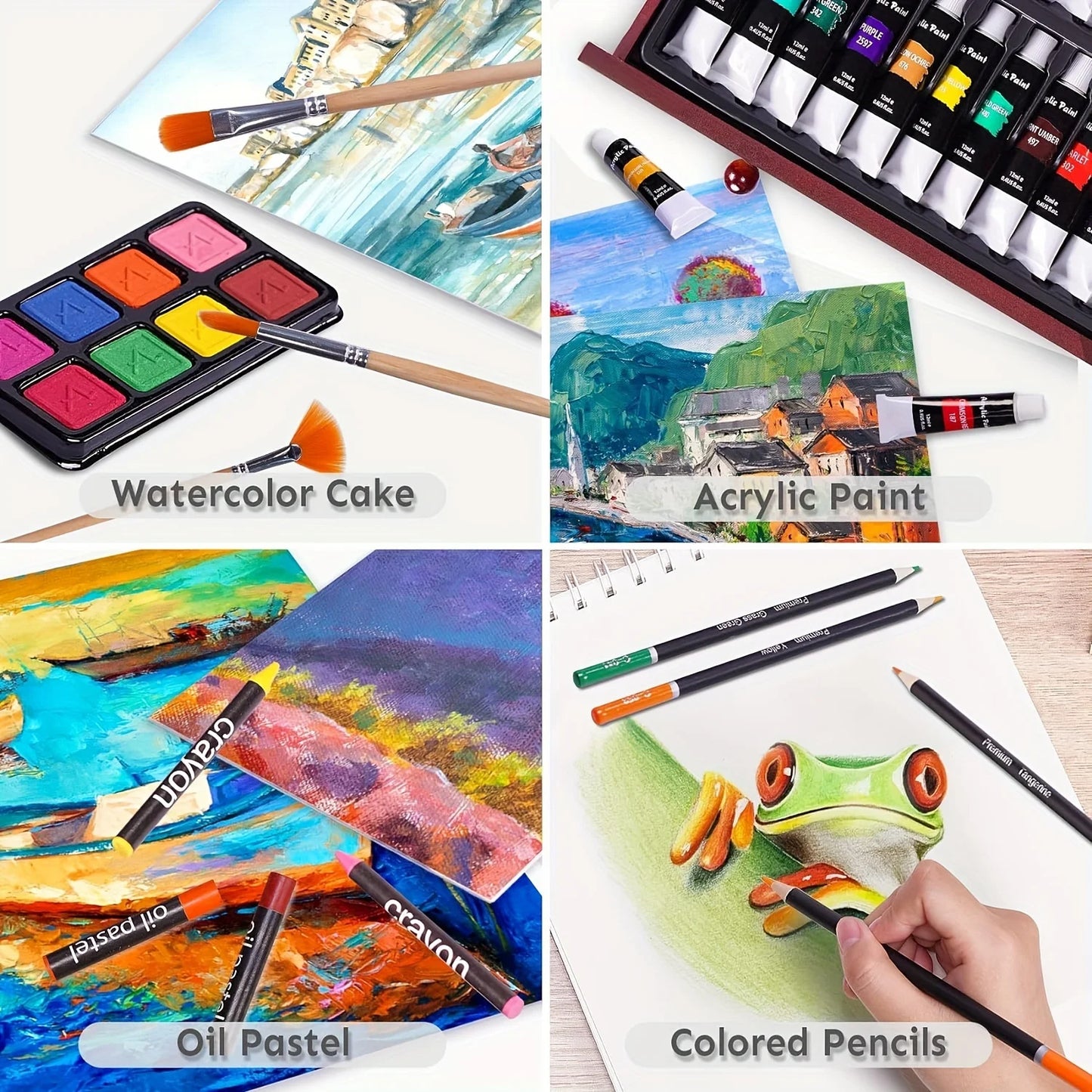 146 Luxury Art Kits, Professional Art Use, Including Crayons, Oil Pastels, Watercolor Paints, And Colored Pencils