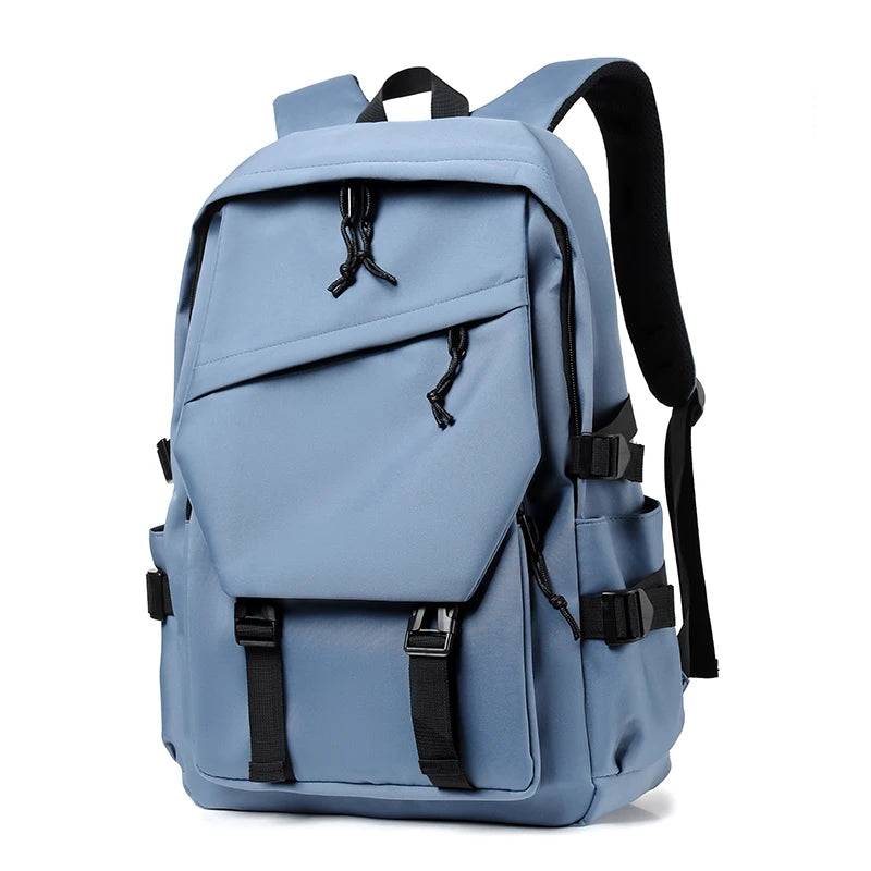 One 15 Inch Polyester Waterproof Solid Color Simple Men's Backpack Fashion Couple Student Computer Backpack