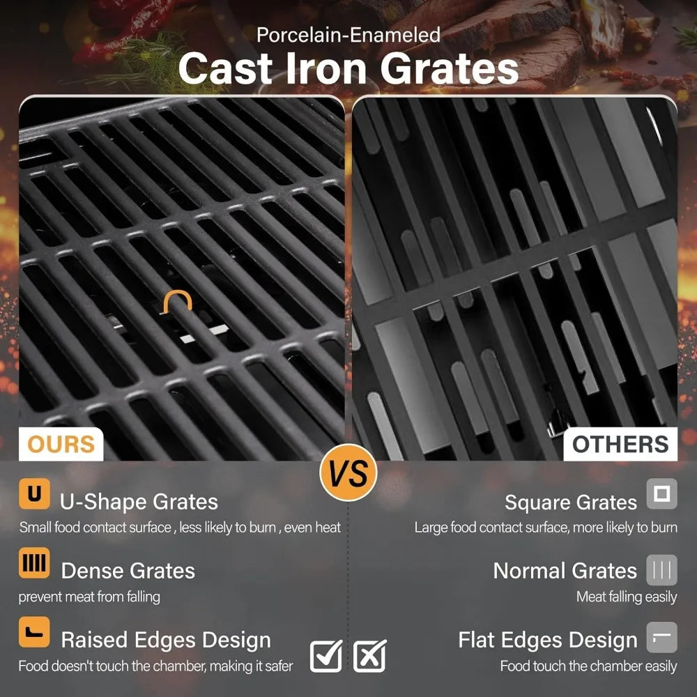 Sophia and William 4 Burner Propane Gas Grill Stainless Steel BBQ Grill with Side Burner and Porcelain Enameled Cast Iron Grates 42