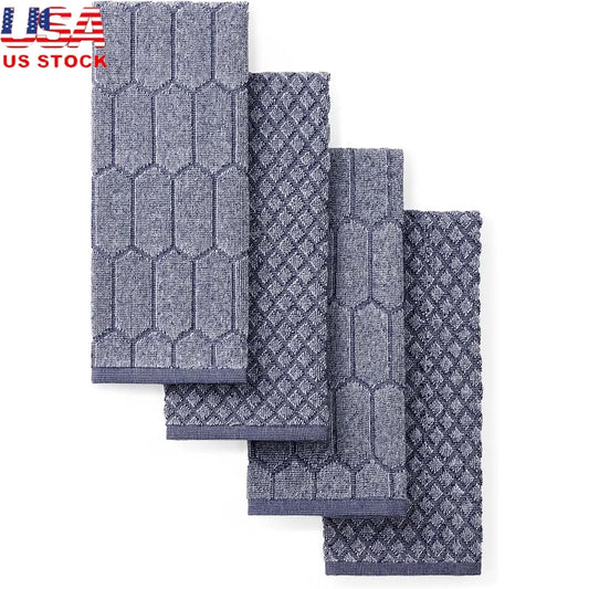 4-Pack Kitchen Towels 100% Cotton Honeycomb Terrycloth Absorbent Dish Drying Lint-Free Decorative Towels Standard 100 Certified