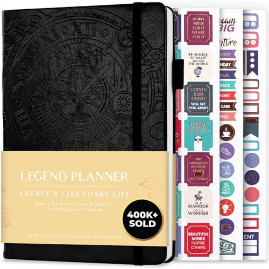 Weekly Monthly Life Planner to Hit Your Goals Live Happier. Organizer Notebook Productivity Journal. A5 Black
