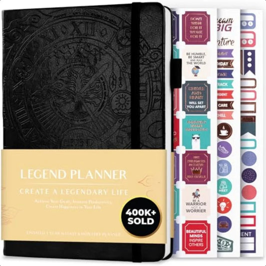 Weekly Monthly Life Planner to Hit Your Goals Live Happier. Organizer Notebook Productivity Journal. A5 Black