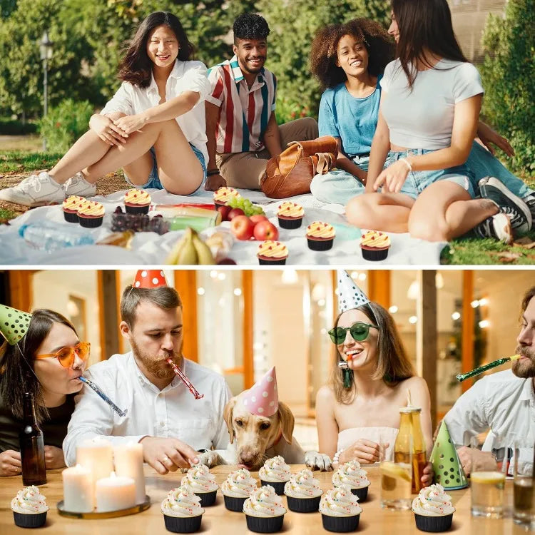 400 Pcs Aluminum Foil Baking Cups with Lids 5 Oz Disposable Ramekins Mini Cake Pans Creme Brulee Cupcake Liners Muffin Tins Flan Mold Dessert Containers for Wedding Birthday Party